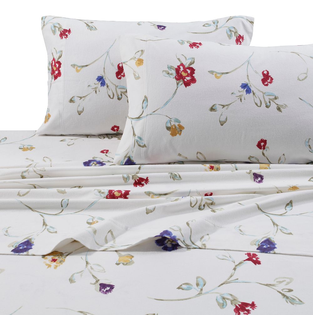 Tribeca Living цветочный фланелевый комплект постельного белья, Queen