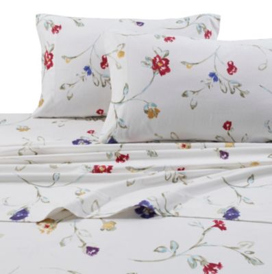 Tribeca Living Floral Garden Extra Deep Pocket Flannel Sheet Set, Queen