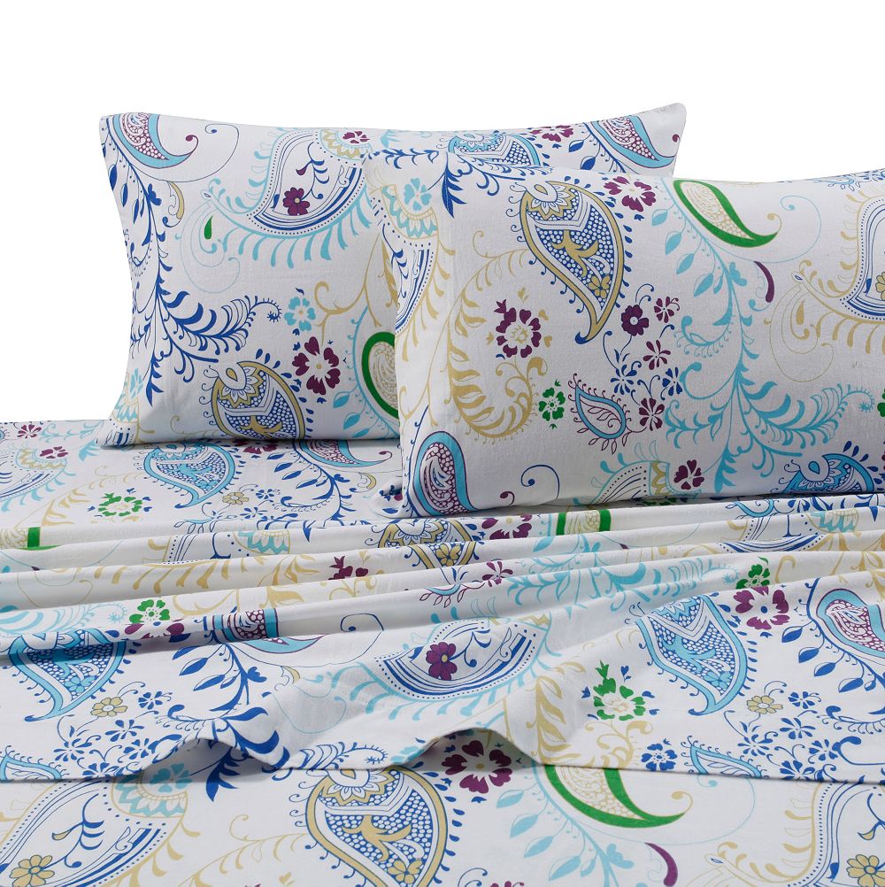 Набор фланелевых простыней Tribeca Living Paisley Garden Extra Deep Pocket Full