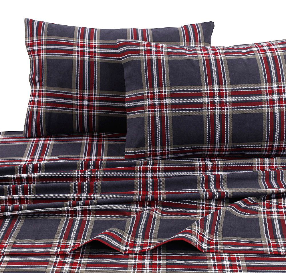 Комплект простыней Tribeca Living Heritage Plaid 5-ounce Flannel Printed Extra Deep Pocket Sheet Set, King