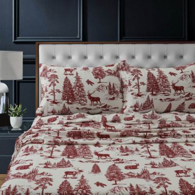 Tribeca Living Mountain Toile Heavyweight Flannel Extra Deep Pocket Sheet Set, Full