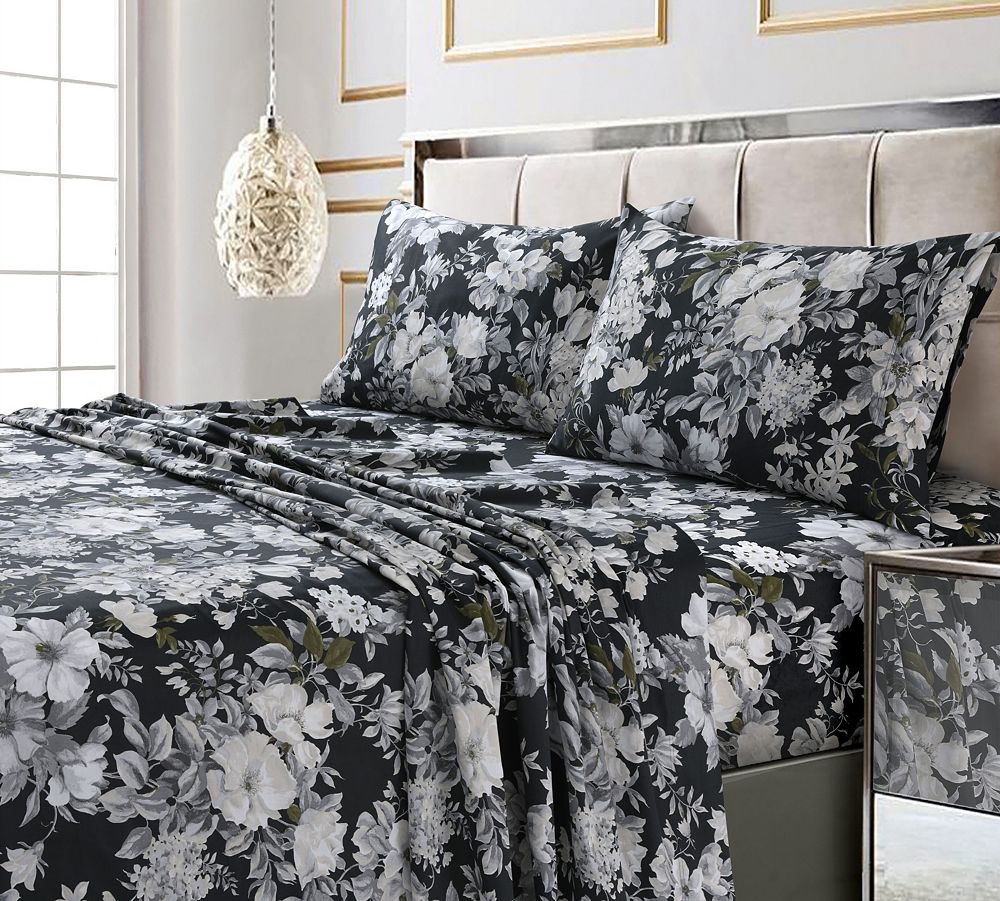 Tribeca Living Vernazza Printed 300 Thread Count Cotton Sateen Extra Deep Pocket Sheet Set, California King