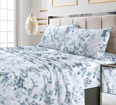 Tribeca Living Vernazza Printed 300 Thread Count Cotton Sateen Extra Deep Pocket Sheet Set, California King