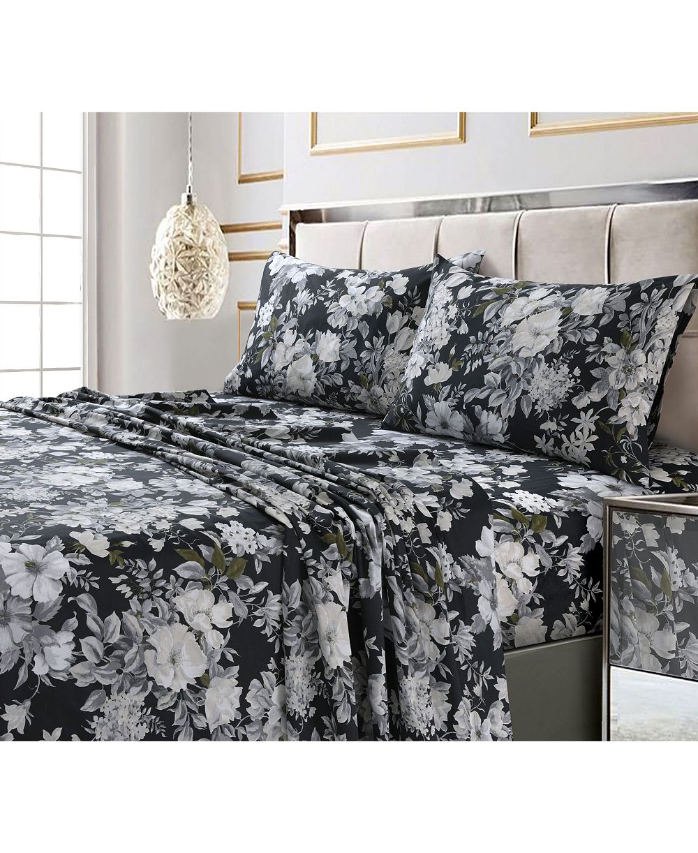 Tribeca Living Vernazza Printed 300 Thread Count Cotton Sateen Extra Deep Pocket Sheet Set, Twin XL