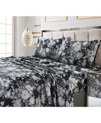Tribeca Living Vernazza Printed 300 Thread Count Cotton Sateen Extra Deep Pocket Sheet Set, Twin XL