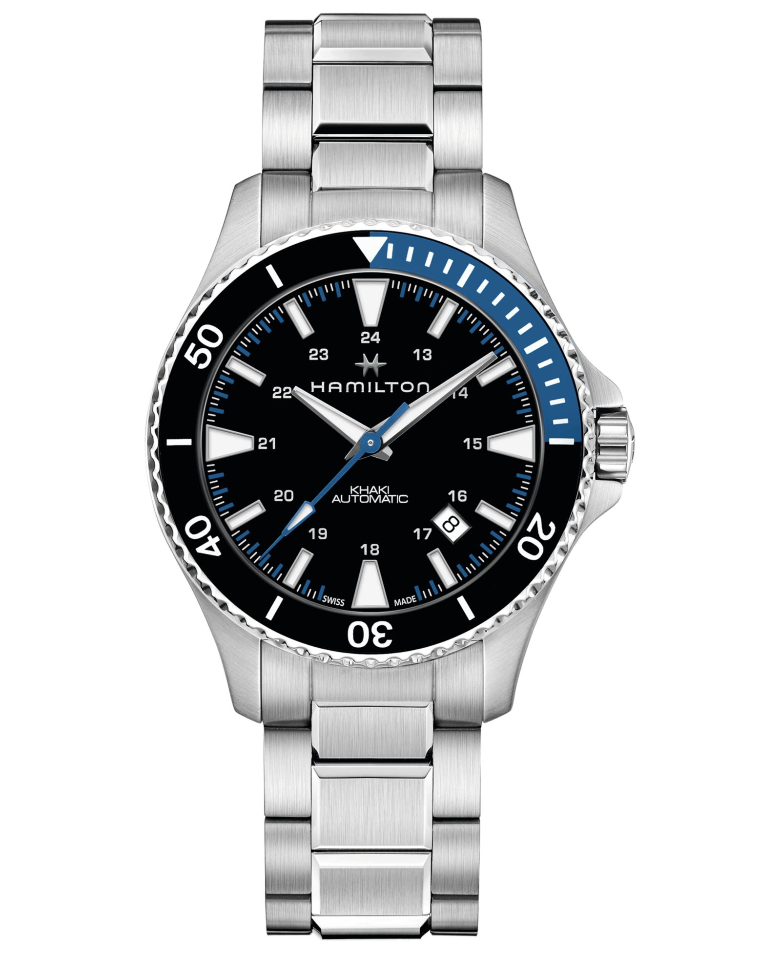 Hamilton Мужские часы Swiss Automatic Khaki Navy Scuba со стальным браслетом 40mm
