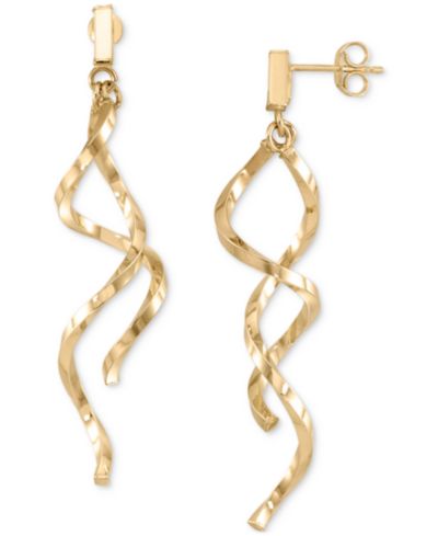 Серьги-подвески Italian Gold Double Twist Drop в 14k Gold
