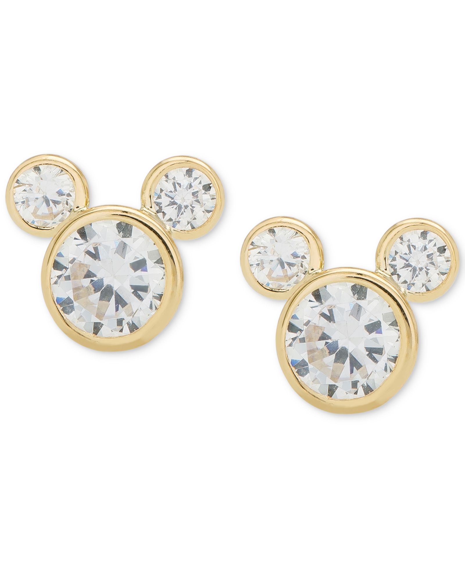 Disney© Детские серьги-гвоздики Mickey Mouse с кубическим цирконием 14k Gold