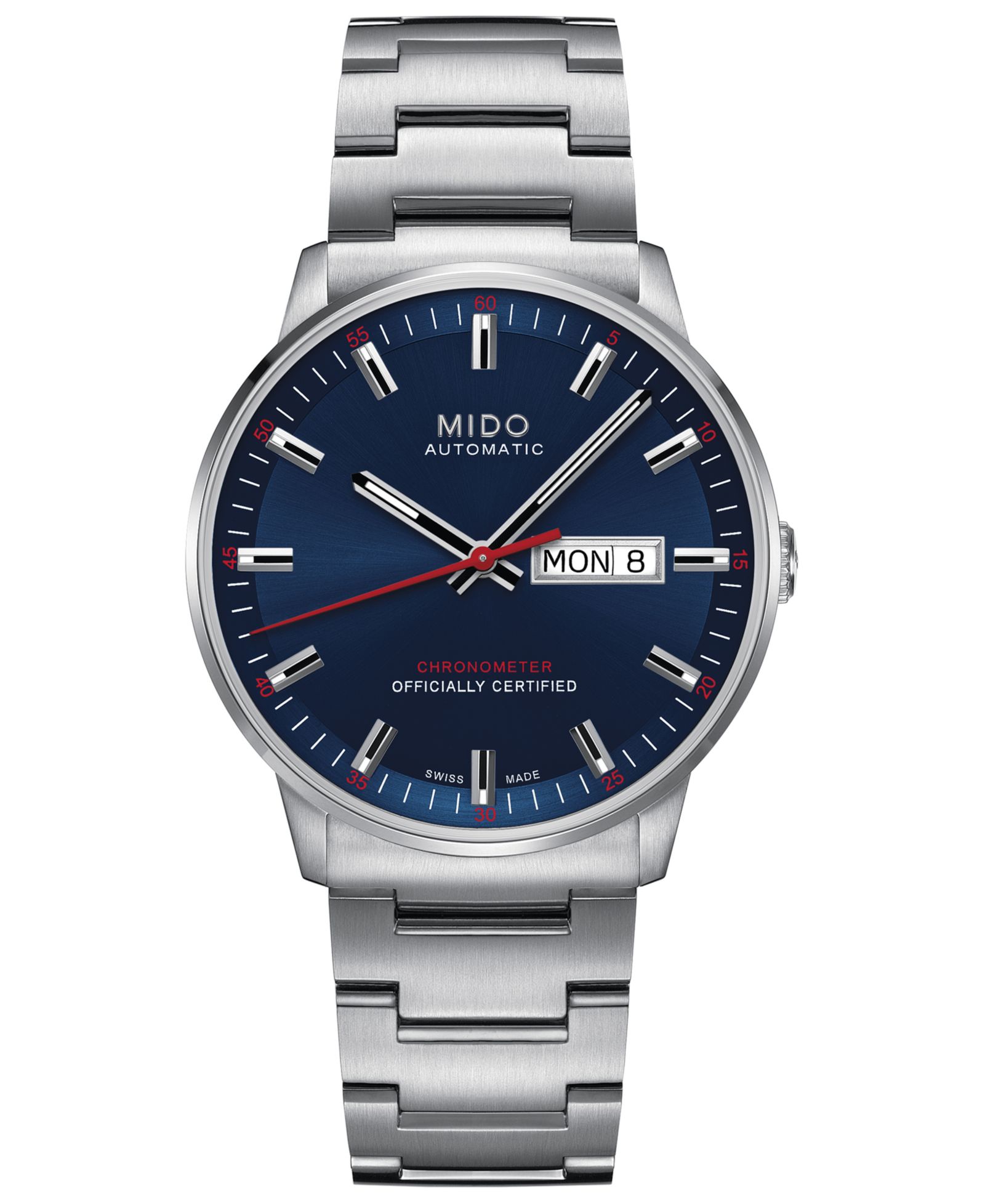 Mido Men's Swiss Automatic Commander II Cosc Stainless Steel Bracelet Watch 40mm