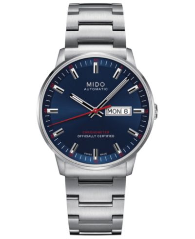 Mido Men's Swiss Automatic Commander II Cosc Stainless Steel Bracelet Watch 40mm