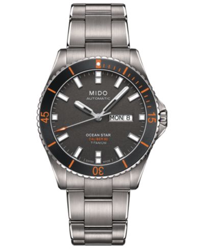 Мужские швейцарские автоматические часы Mido Ocean Star Captain V Titanium с браслетом 42.5mm
