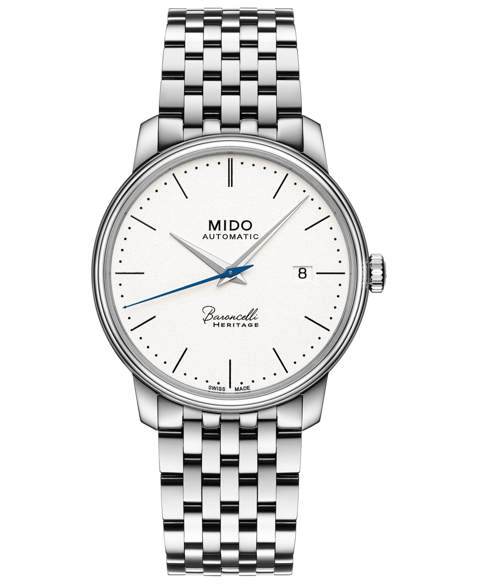 Мужские часы Mido Swiss Automatic Baroncelli III Heritage Stainless Steel Bracelet 39mm