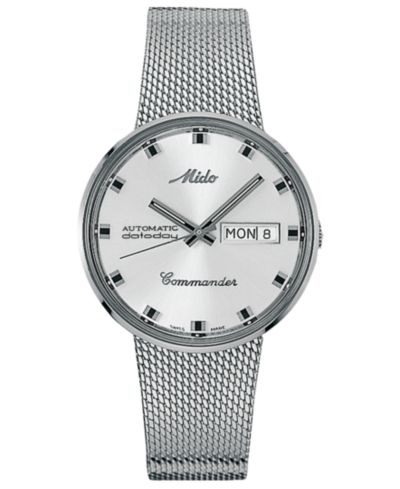 Mido Мужские часы Commander Automatic Stainless Steel Mesh 37mm