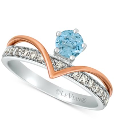 Кольцо Le Vian Royalty Collection Sea Blue Aquamarine и Nude Diamonds в 14k белом и розовом золоте