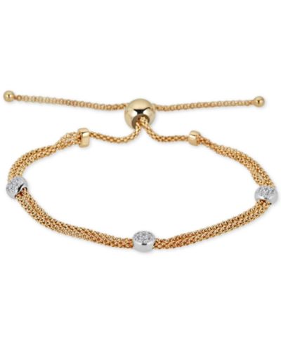 Diamond Beaded Bolo Bracelet (1/6 ct. t.w.) in  Sterling Silver & 14k Gold-Plate