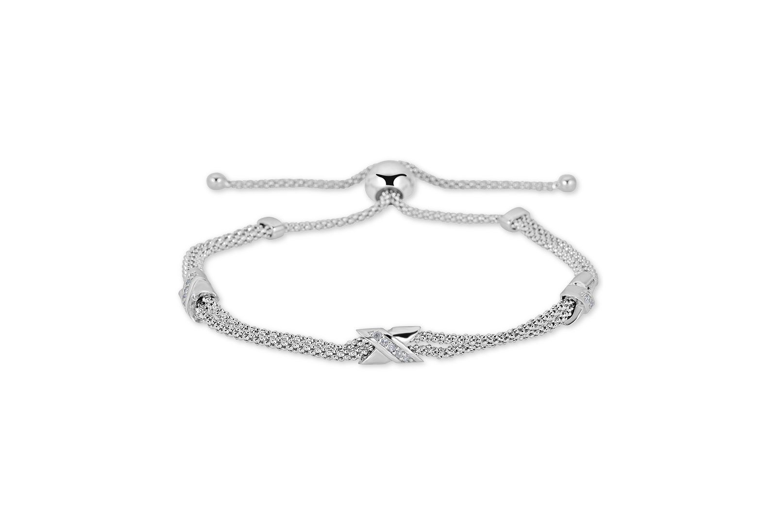Diamond X Bolo Bracelet (1/8 ct. t.w.) in Sterling Silver