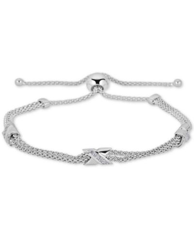 Diamond X Bolo Bracelet (1/8 ct. t.w.) in Sterling Silver