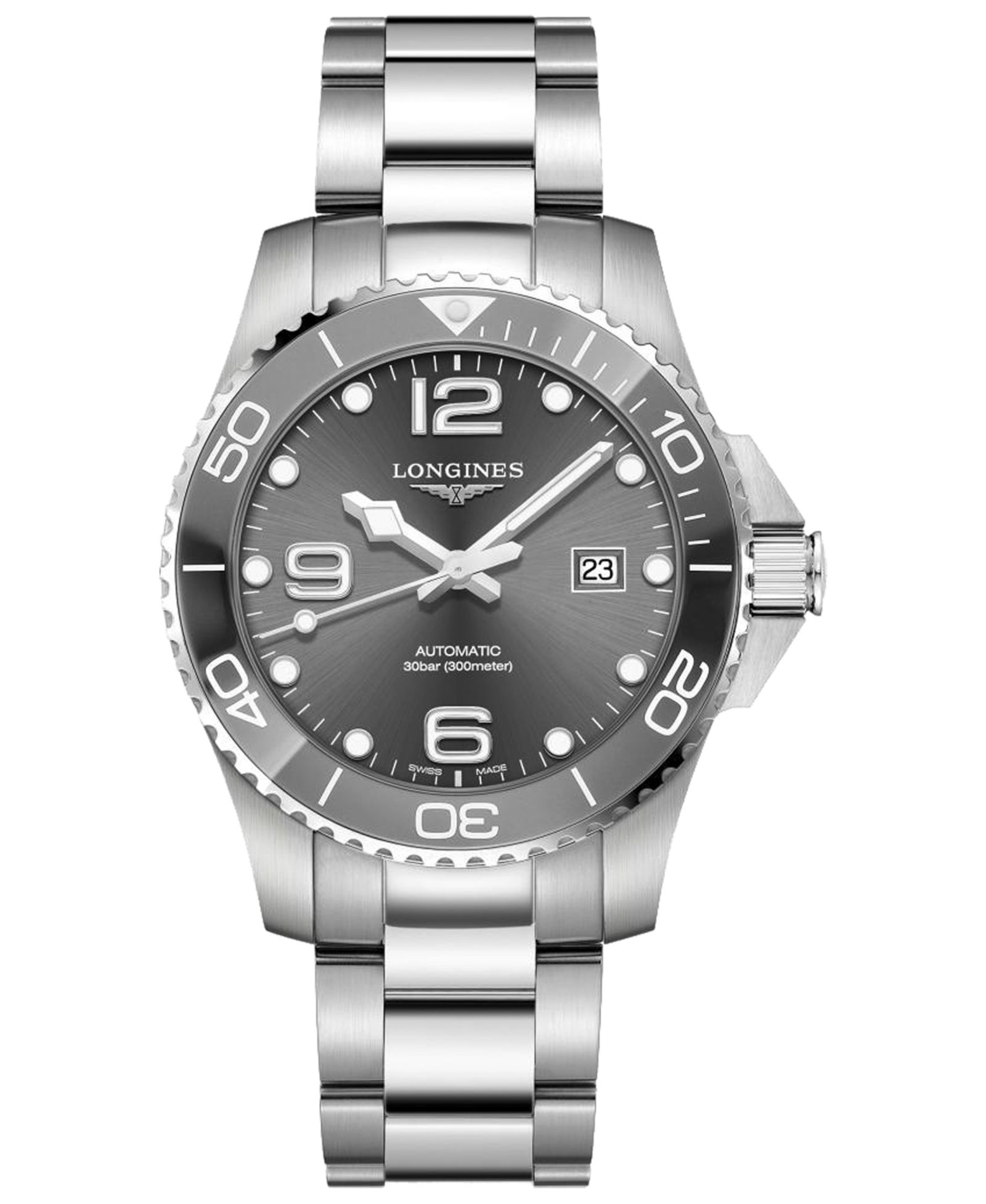 Мужские часы Longines Swiss Automatic HydroConquest Stainless Steel and Ceramic Bracelet 43mm
