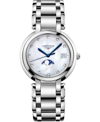 Longines Женские швейцарские часы PrimaLuna с бриллиантами, 34mm