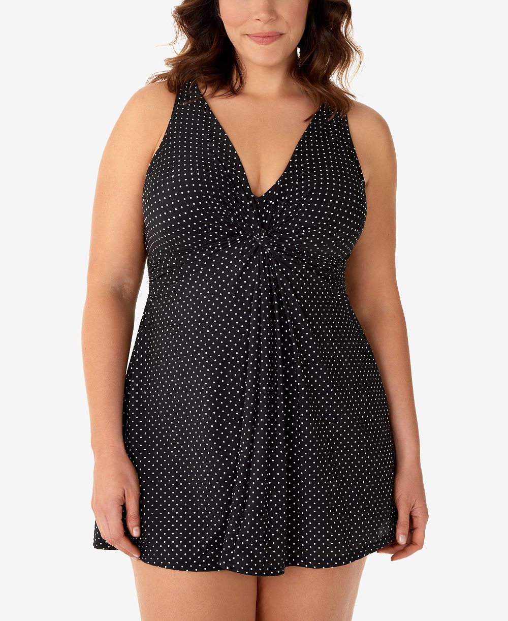 Miraclesuit Plus Size Allover Slimming Pin-Point Marais Swimdress