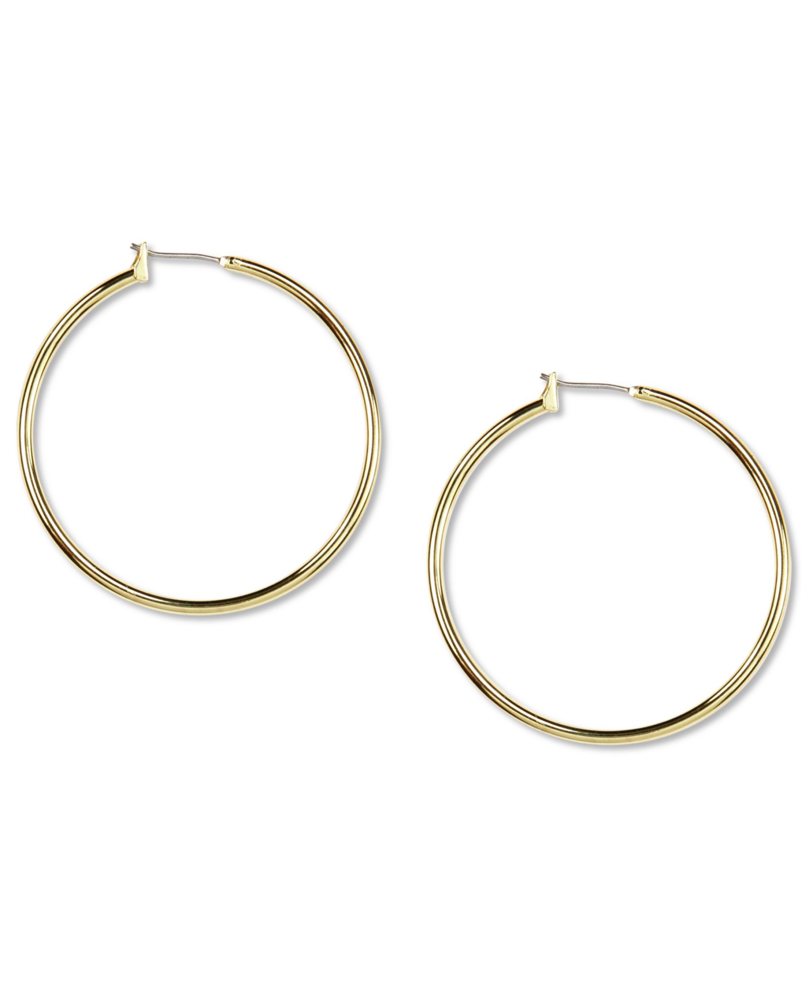 ANNE KLEIN GOLD-TONE THIN HOOP EARRINGS, 1.6"