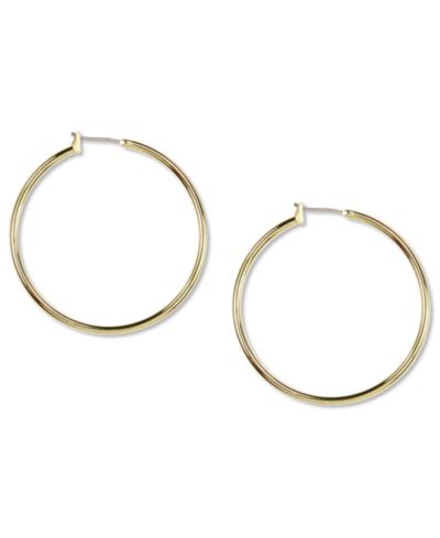 ANNE KLEIN GOLD-TONE THIN HOOP EARRINGS, 1.6"