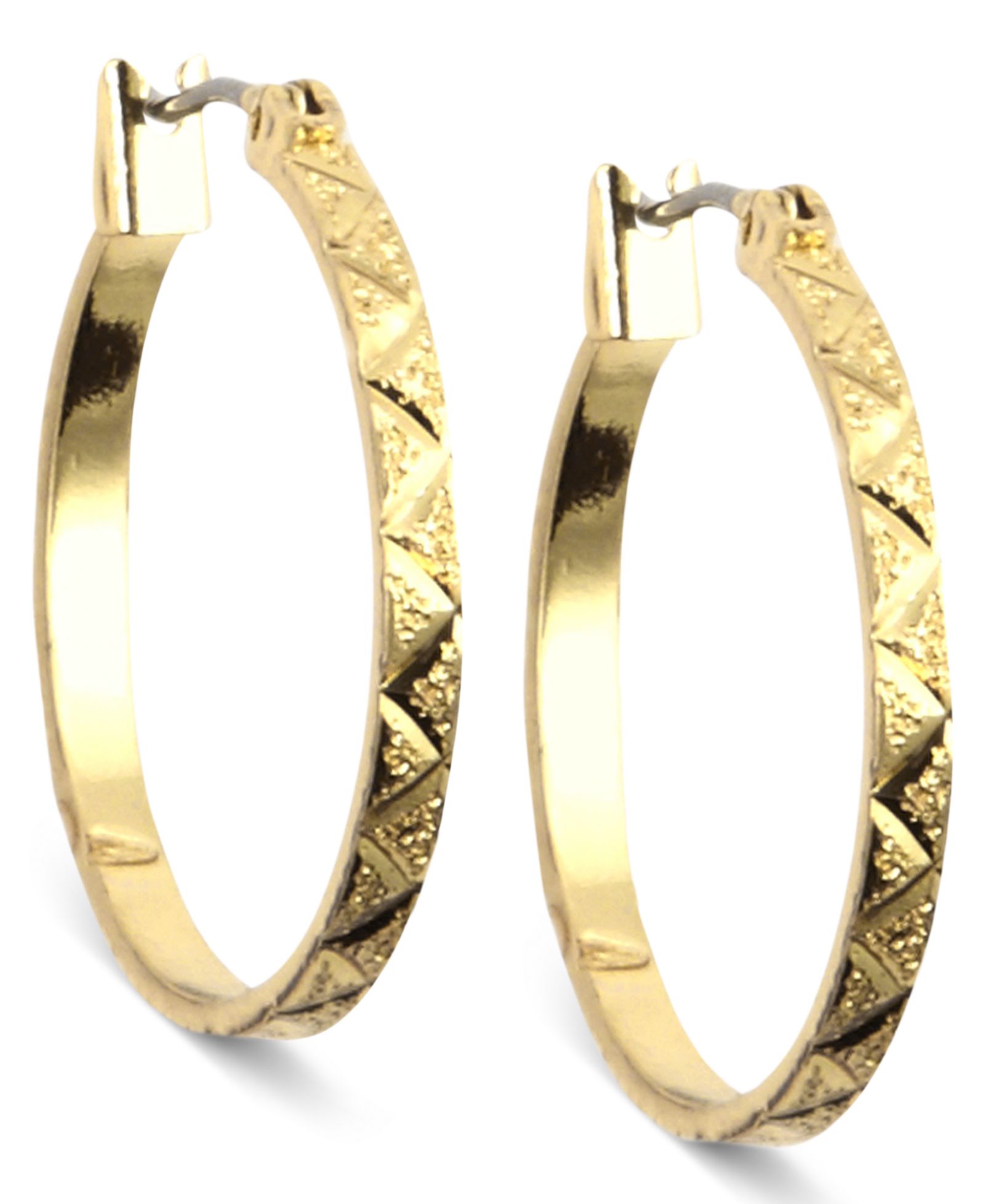 ANNE KLEIN GOLD-TONE TEXTURED HOOP EARRINGS, .86"