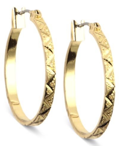 Серьги-кольца Anne Klein GOLD-TONE TEXTURED HOOP.86"