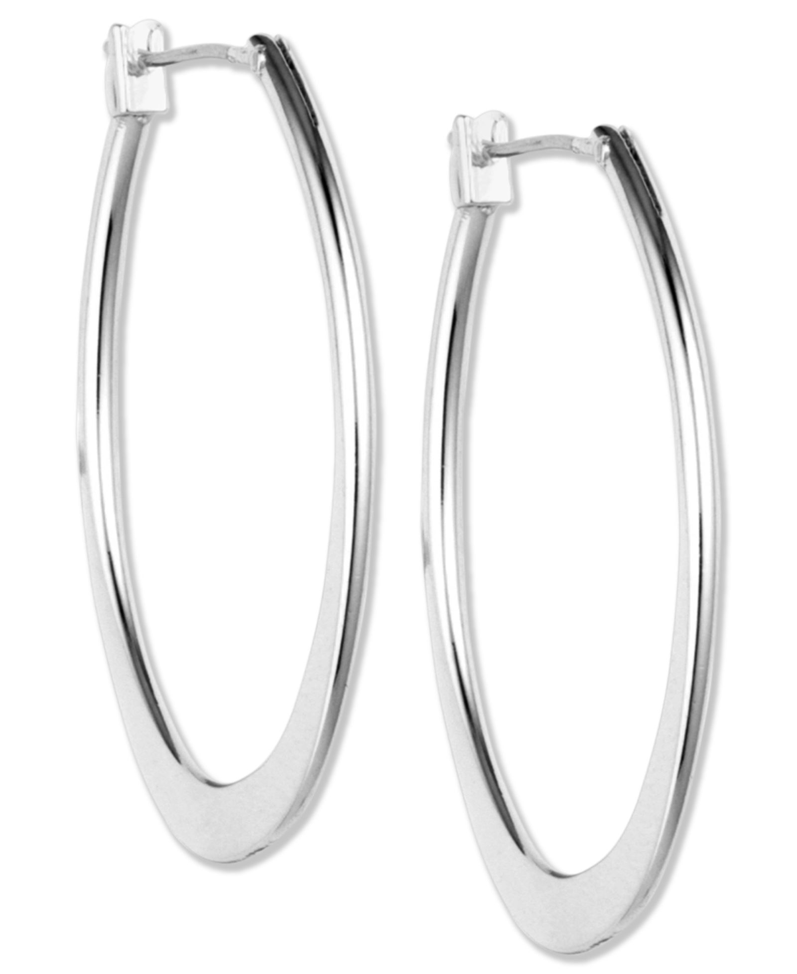 Серьги-кольца Anne Klein Silver-Tone 3/4"Oval