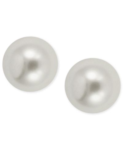 ANNE KLEIN GOLD-TONE 10MM IMITATION PEARL STUD EARRINGS