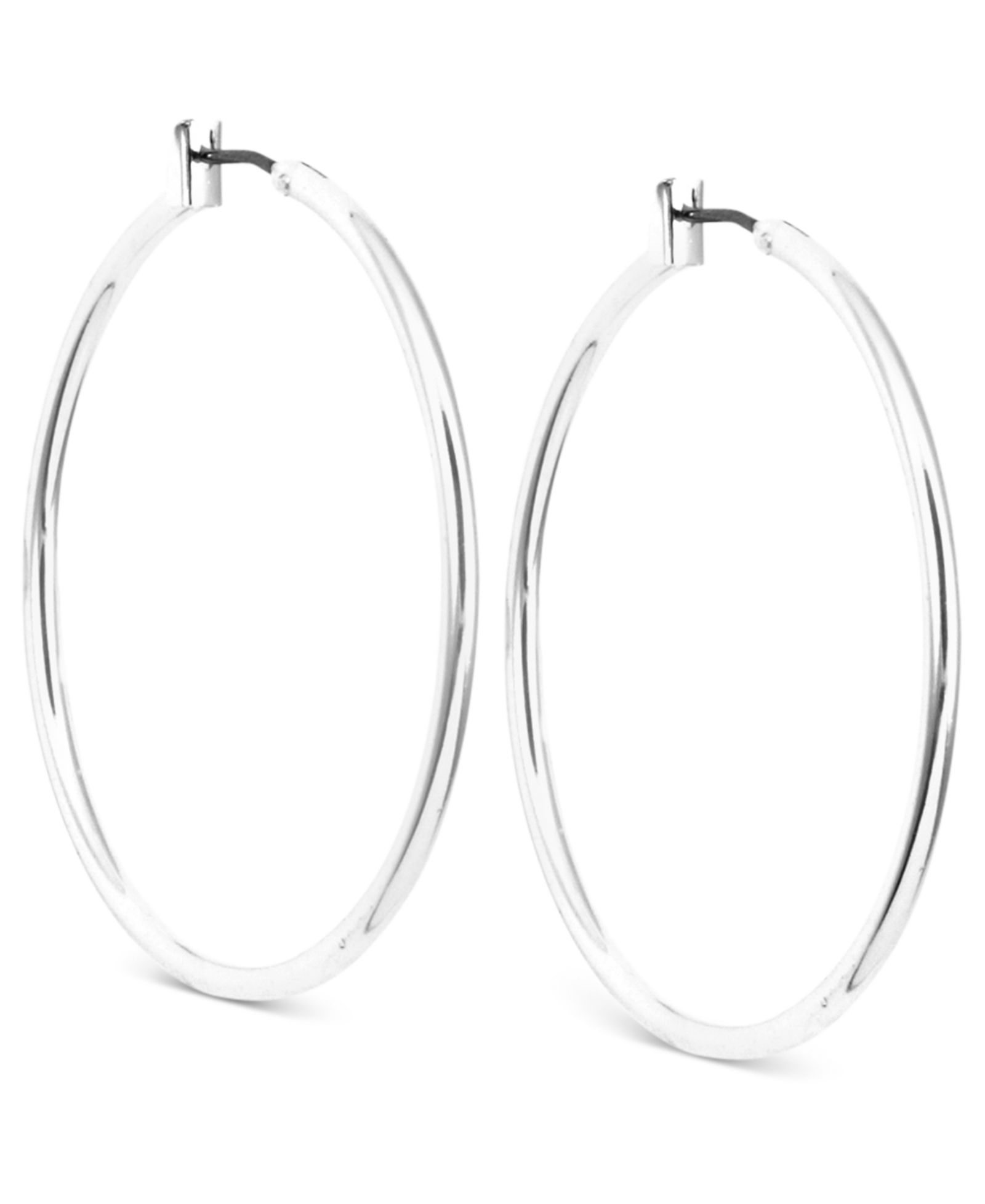 ANNE KLEIN SILVER-TONE THIN HOOP EARRINGS, 1.6"