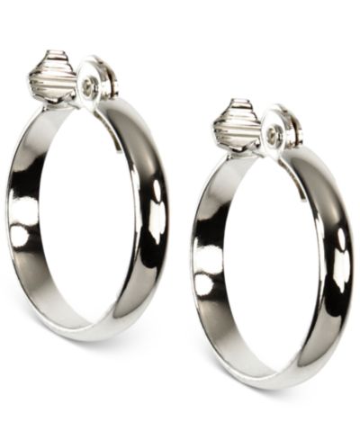 Серьги-кольца Anne Klein Silver-Tone E-Z Comfort Clip 1 1/4" Wide