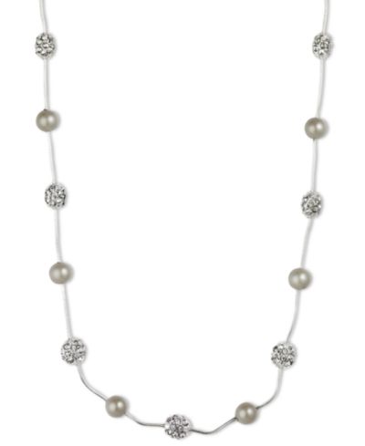 Anne Klein Серебряная бусы с имитацией жемчуга и кристаллами