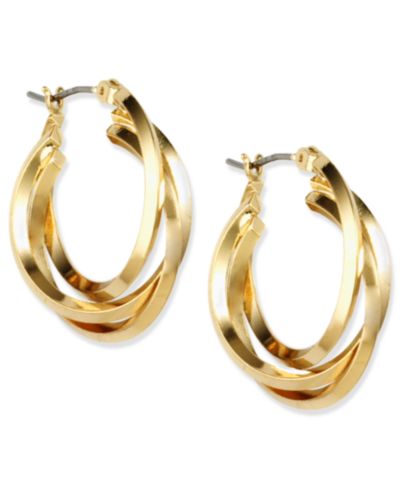 Серьги-кольца ANNE KLEIN METAL 3 RING, 0.9"