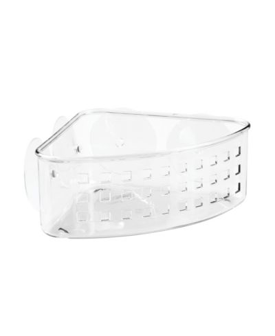 iDesign Plastic Suction Corner Shower Basket for Bathroom