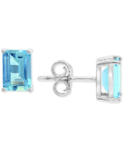 Серьги-гвоздики EFFY® Aquamarine в 14k White Gold
