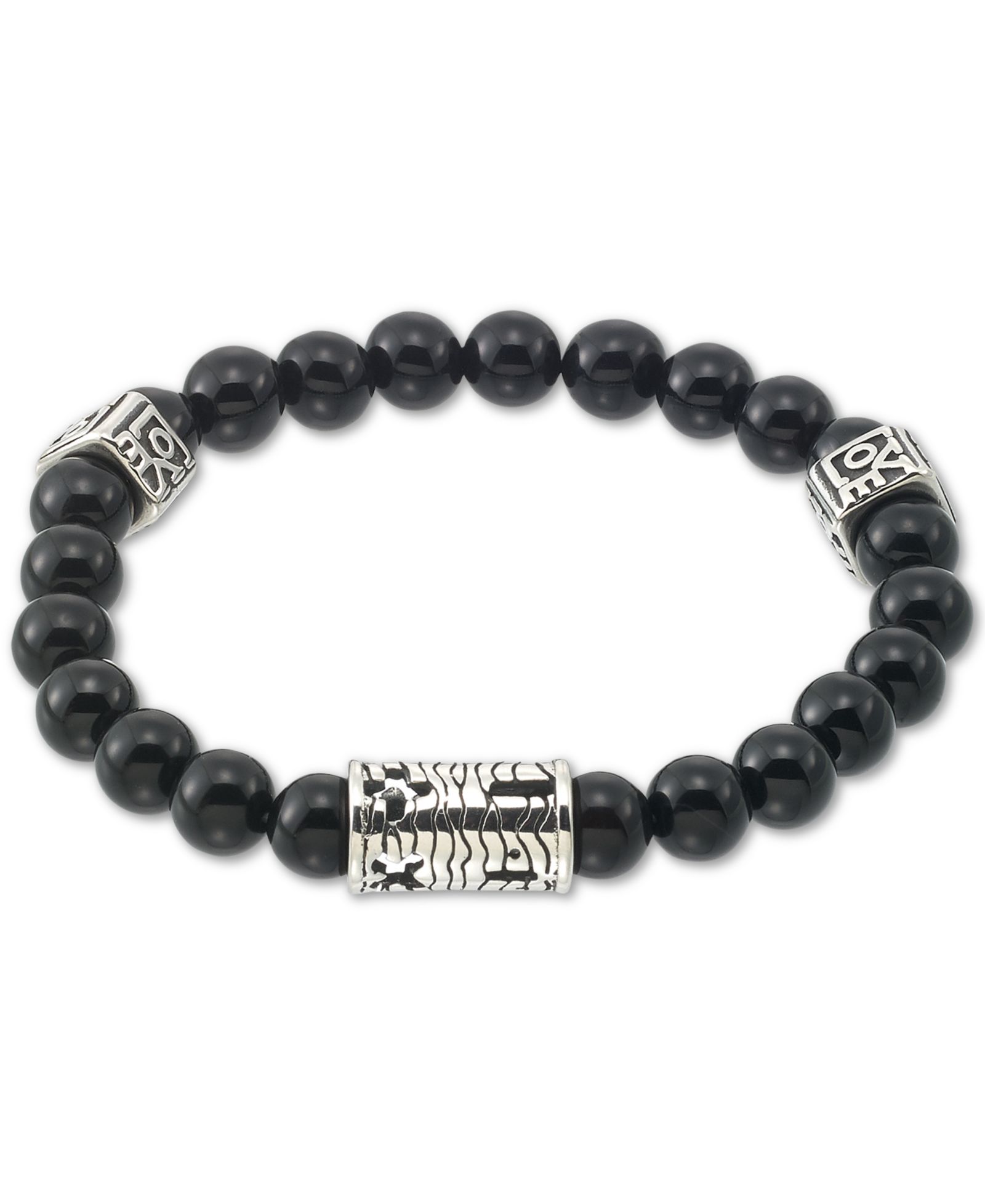 LEGACY for MEN by Simone I. Smith Onyx (8mm) Stretch Bracelet in Stainless Steel