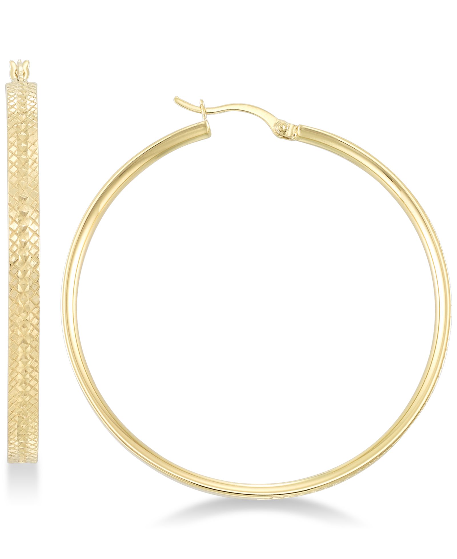 Simone I. Smith Серьги-кольца Textured Hoop в 18k Gold over Sterling Silver