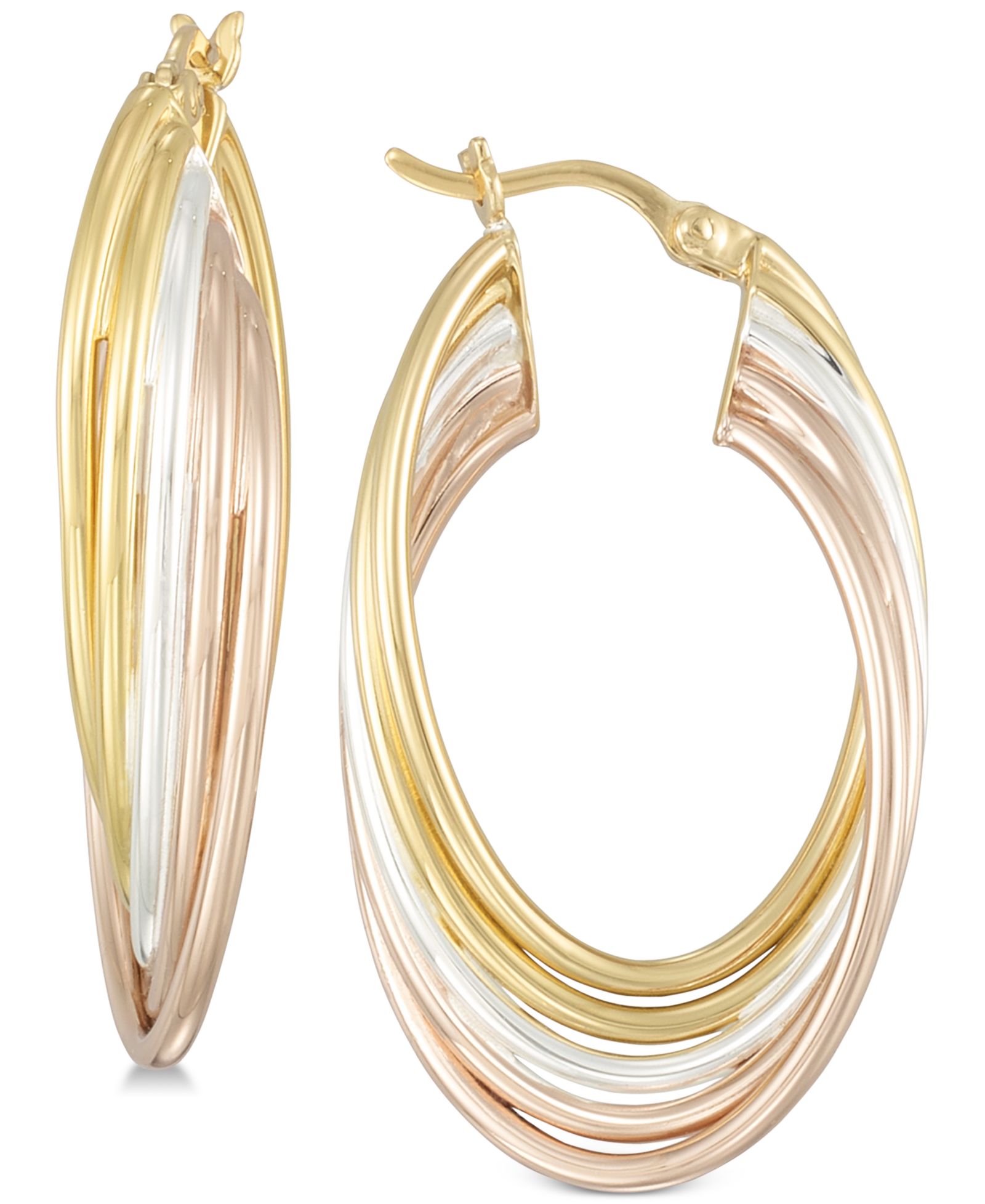 Серьги-кольца Simone I. Smith трехцветные из стерлингового серебра, 18k золота и розового золота