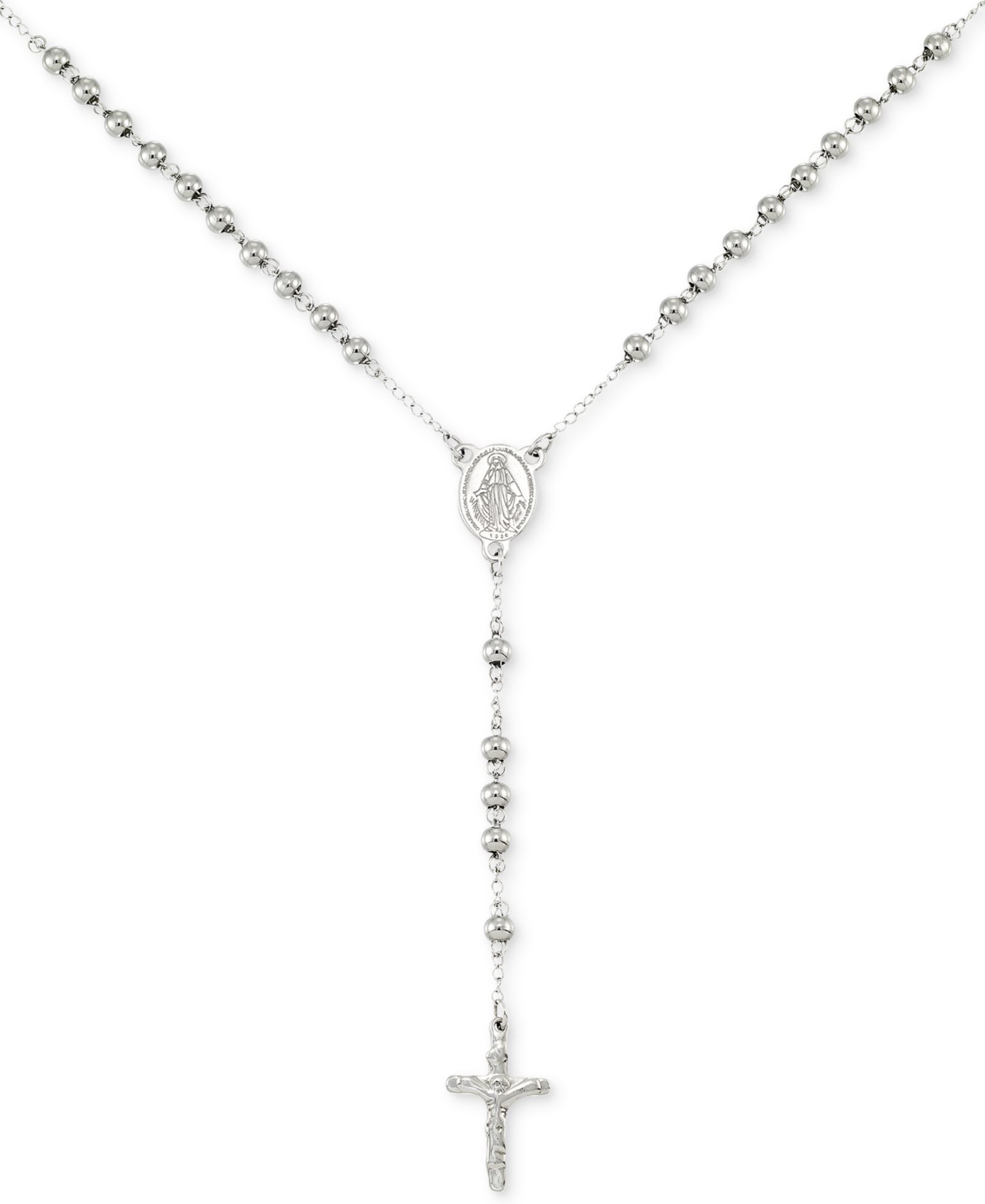 Ожерелье-розарий LEGACY for MEN by Simone I. Smith Beaded Cross 24" в Stainless Steel