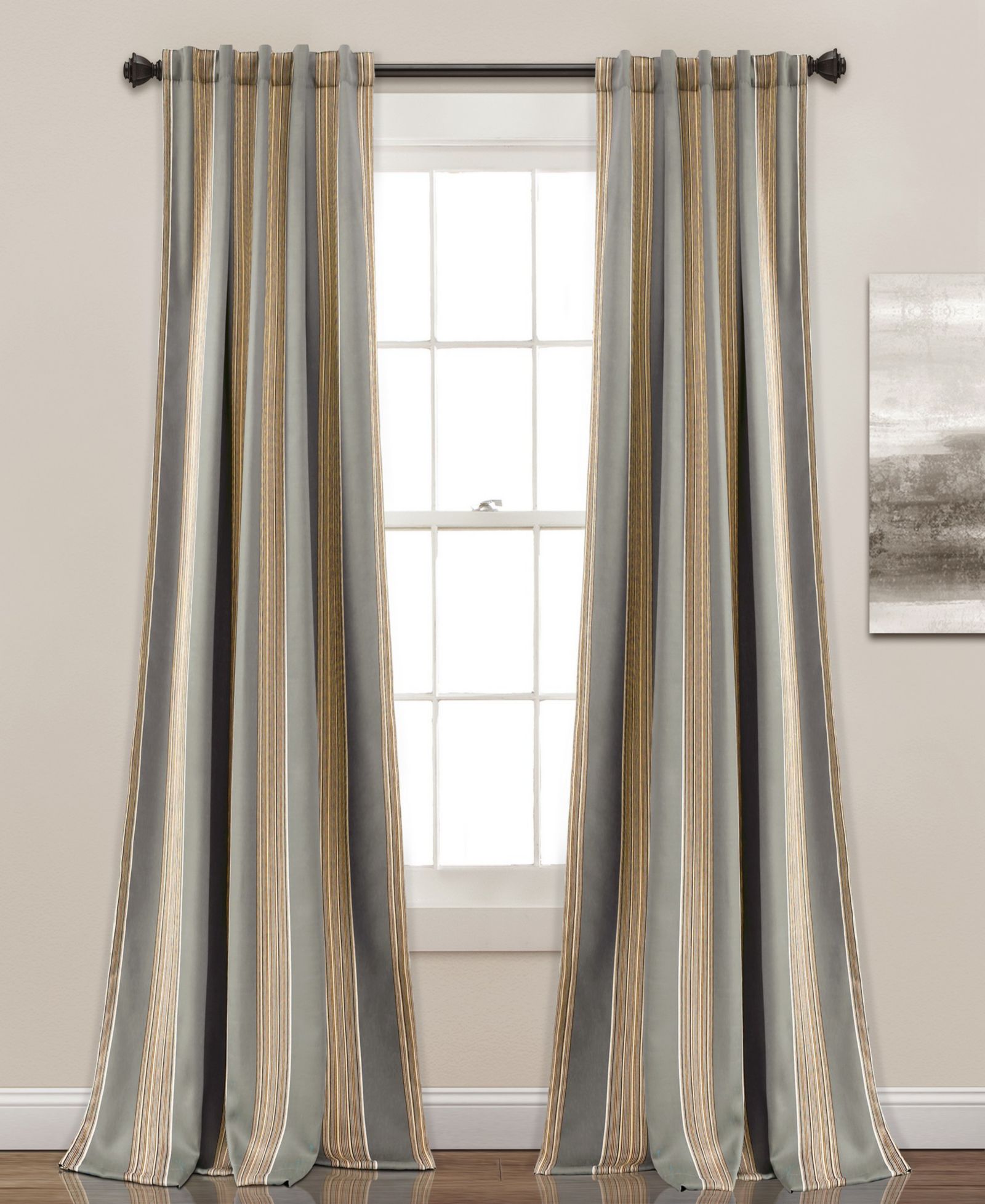 Lush Decor Julia Stripe Light Filtering Window Curtain Panels Pair 52"W x 84"L Red - Striped Curtains for Bedroom - Living Room Curtains