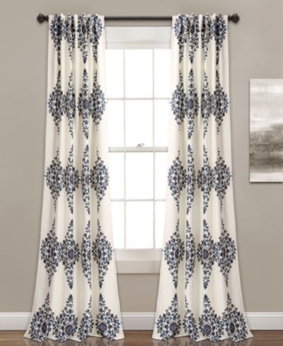 Lush Decor Keya Medallion Light Filtering Window Curtain Panels Pair 52"W x 84"L Cream - Floral Curtains for Bedroom - Living Room Curtains