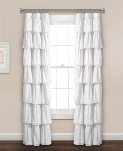 Lush Decor Lace Ruffle Light Filtering Window Curtain Panel Single 52"W x 84"L - Ruffle Curtains for Bedroom or Nursery - Coquette Curtains