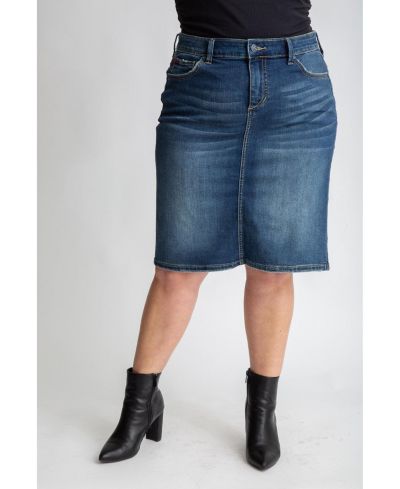 SLINK Jeans Plus Size Denim knee length skirt in 23" length - Virginia