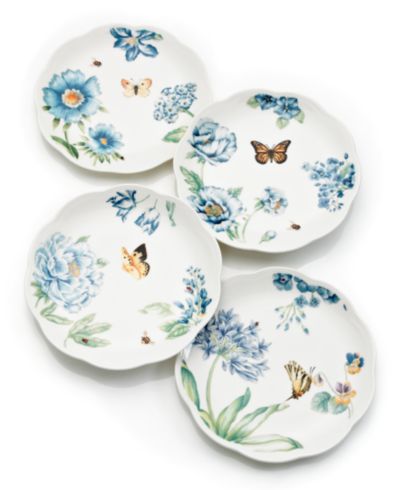 Lenox Butterfly Meadow Blue Assorted Dessert Plates, Set of 4