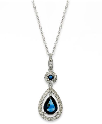 Набор из двух подвесок с сапфиром (1-1/3 ct. t.w.) и бриллиантом (1/4 ct. t.w.) в 14k White Gold