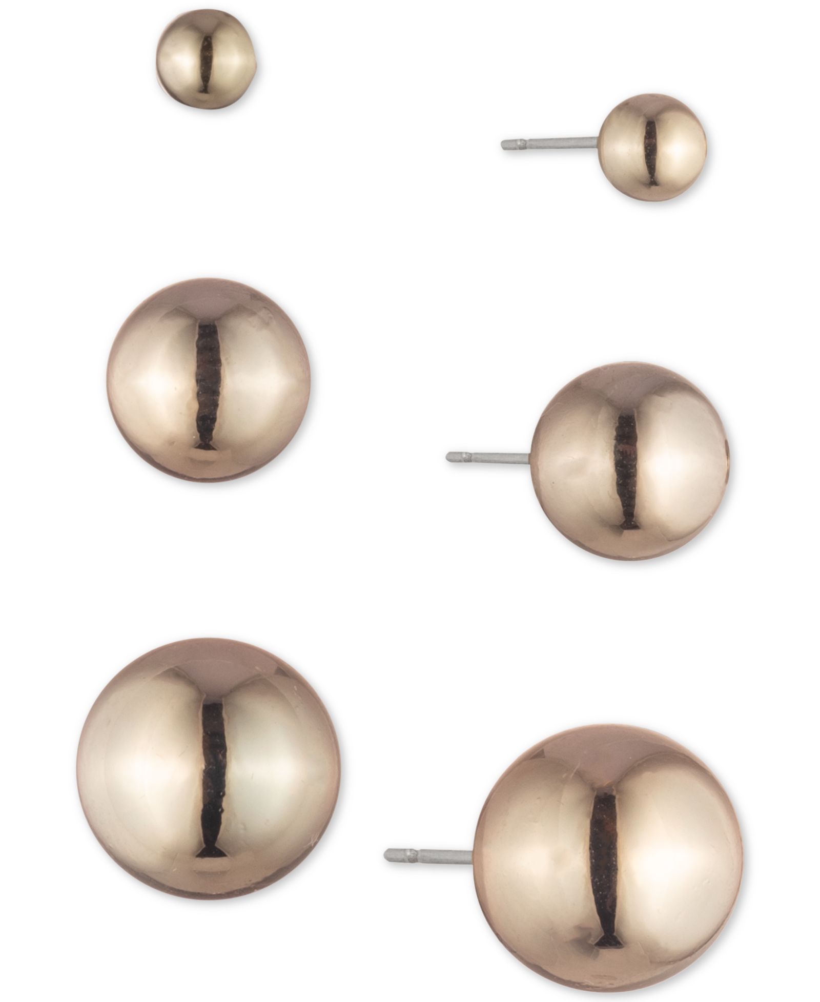 Lauren Ralph Lauren 3-Pc. Set Metal Ball Stud Earrings