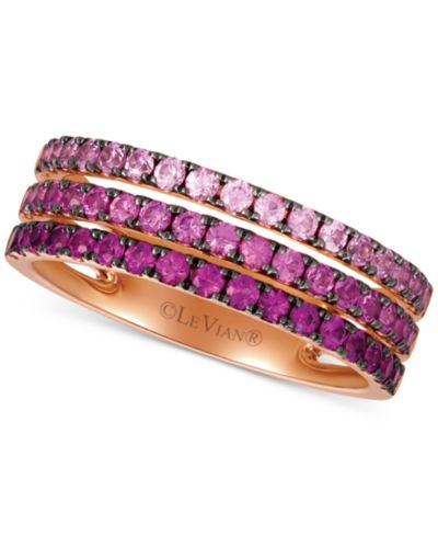 Le Vian® Strawberry Layer Cake Pink Sapphire Ombré Three Row Ring (1 ct. t.w.) in 14k Rose Gold