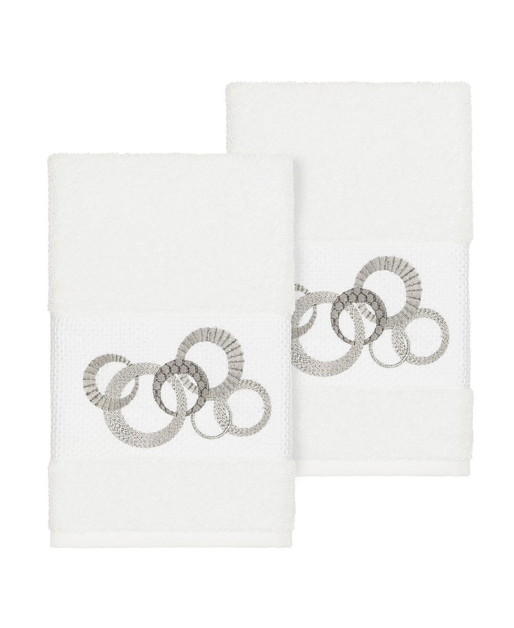 Linum Home Annabelle 2-Pc. Embellished Hand Towel Set