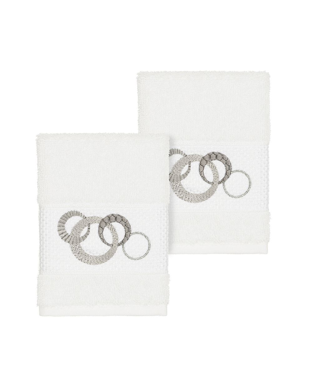Linum Home Annabelle 2-Pc. Embellished Washcloth Set